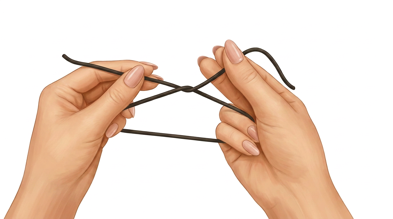 Hands beginning to wrap the thread